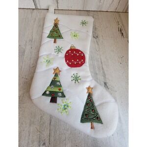 Fleece Xmas white stocking tree ornament snowflake home decor